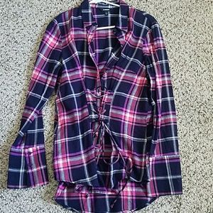 Express Corset Plaid Button Down Size Large